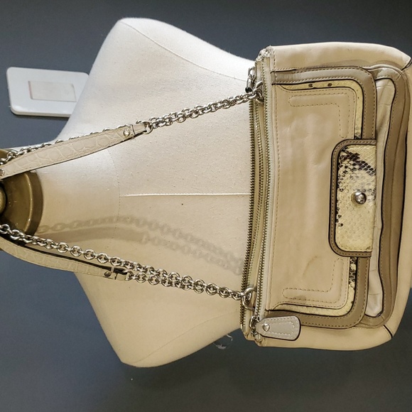 Coach kristin willow  small cream leather womens  shoulder bag with chain straps - Picture 11 of 14